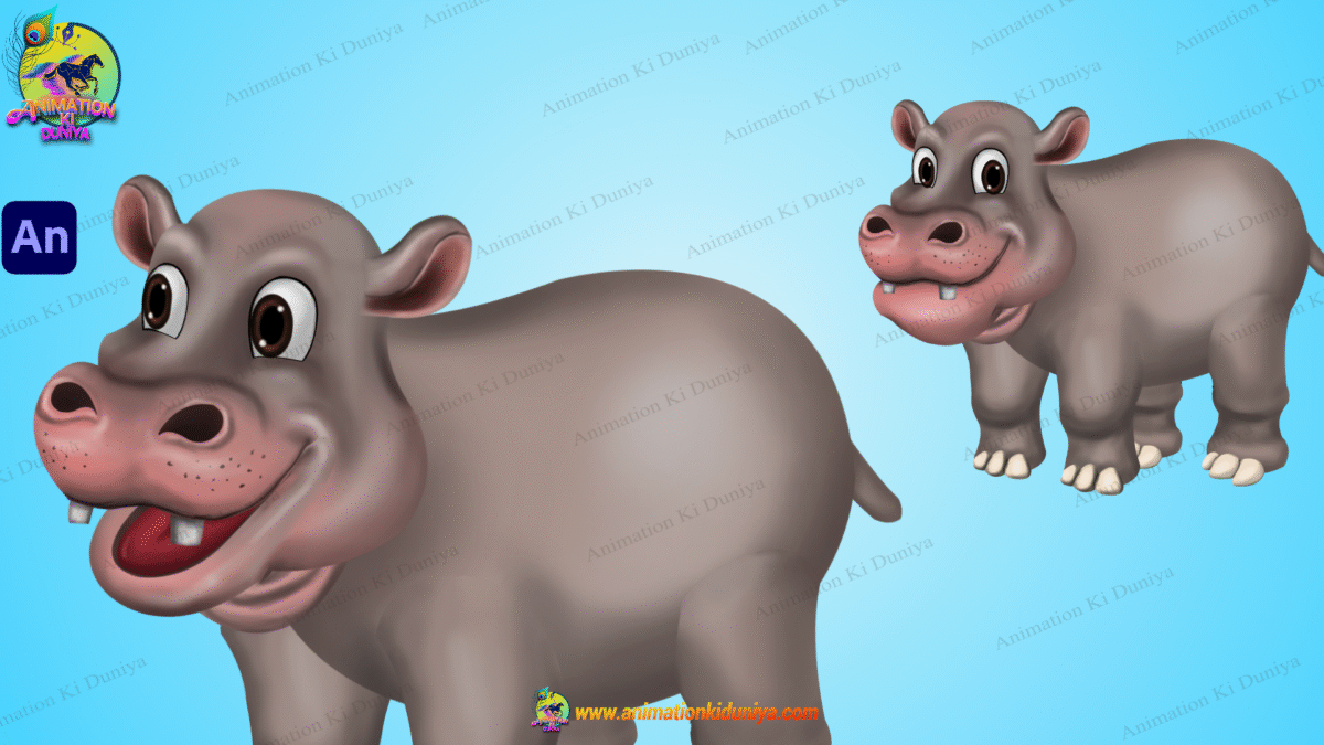 Hippopotamus ( दरियाई घोड़ा dariyaee ghoda ) Cartoon Character - Image 3