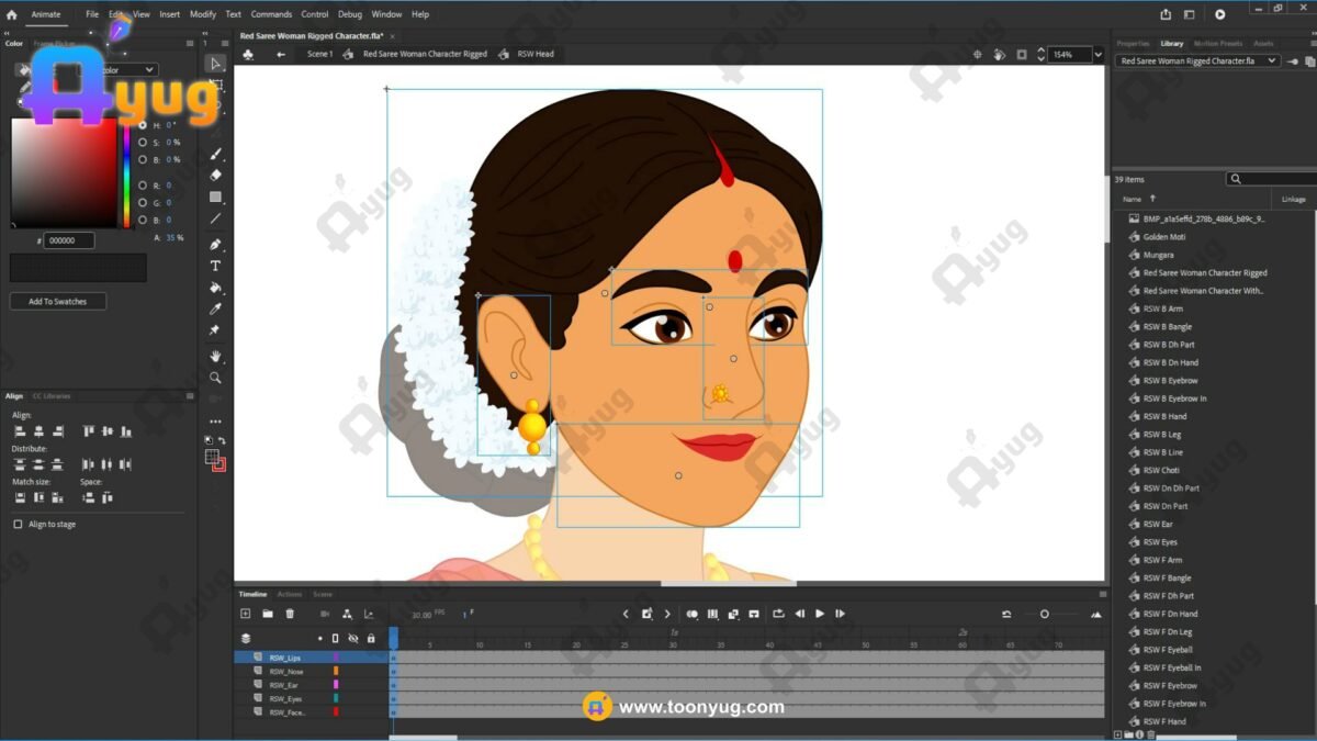 Red Saree Woman Rigged and Animated Character - Royal Period - Image 6