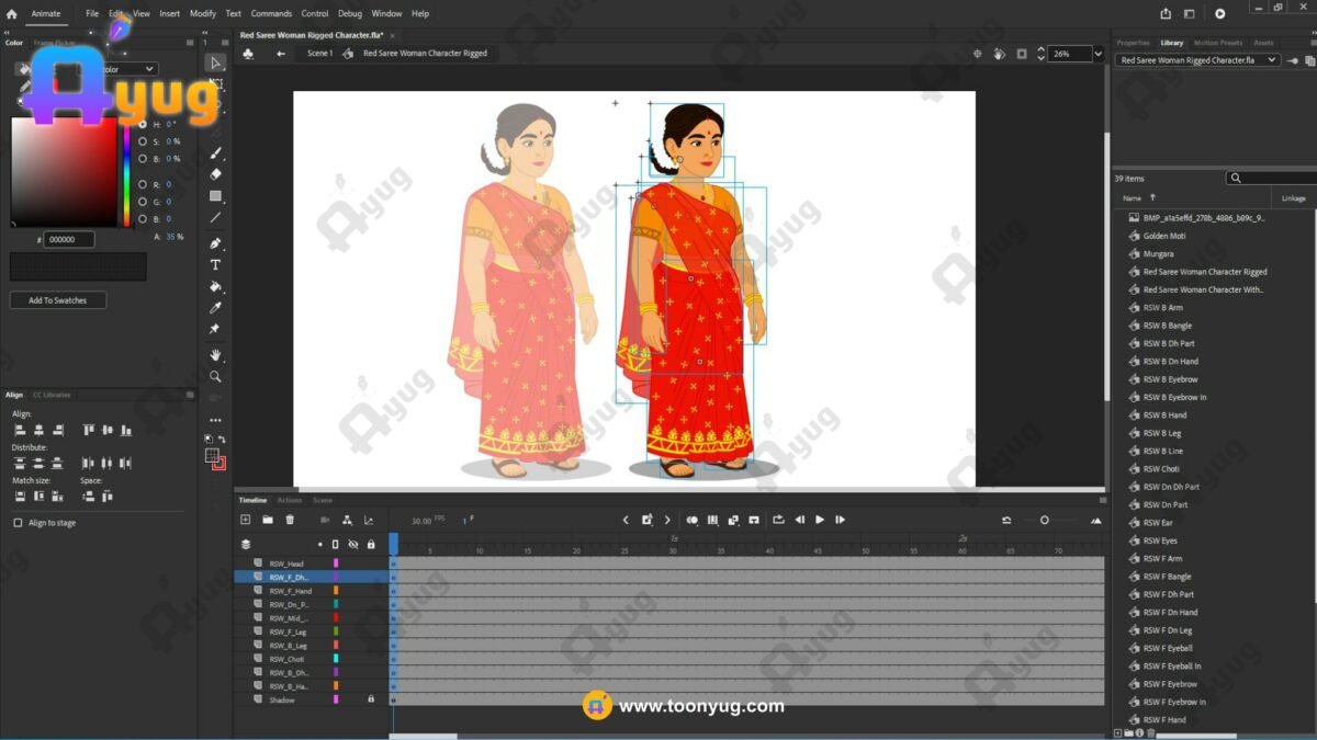 Red Saree Woman Rigged and Animated Character - Royal Period - Image 5