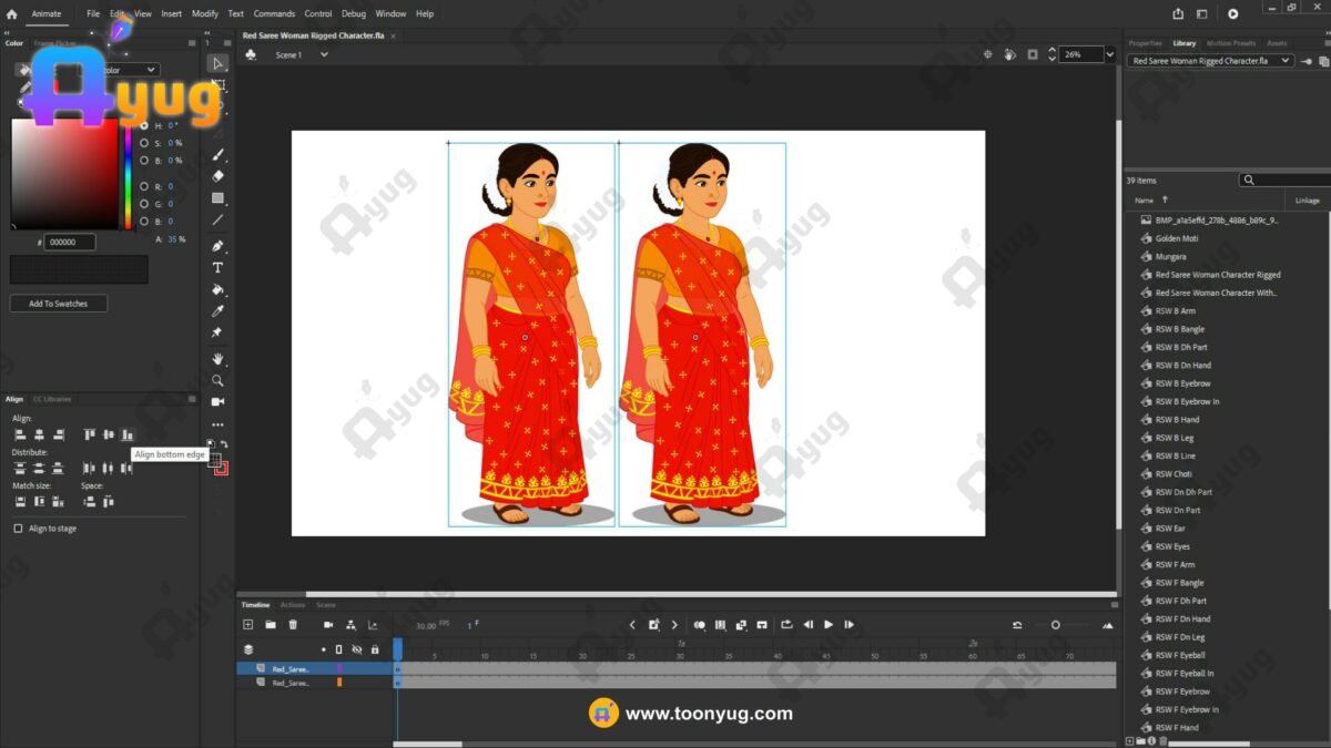 Red Saree Woman Rigged and Animated Character - Royal Period - Image 4