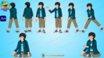 Indian Village Boy Animated Human Character