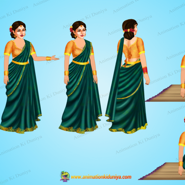 Indian Village Woman Animated Human Character
