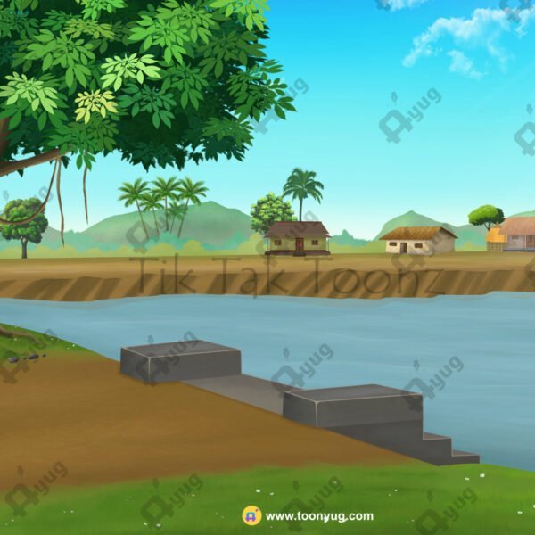 Indian Village Near River Side View 4k PSD High Quality Background