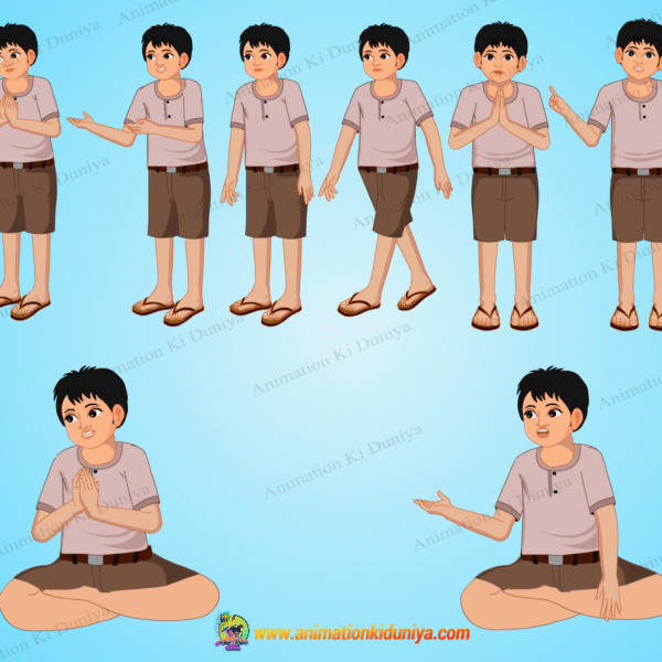 Indian Village Boy Animated Human Character
