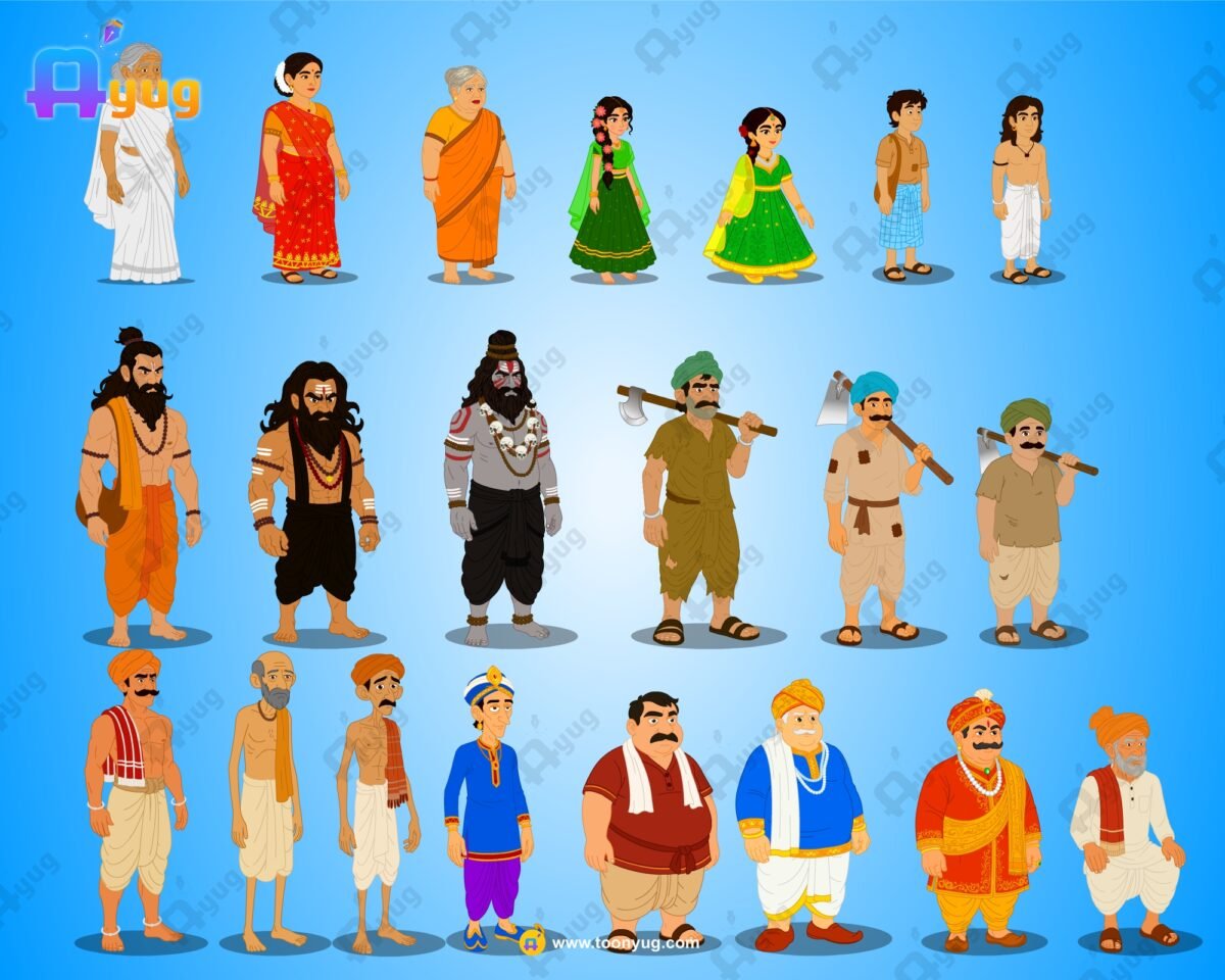 20+ Royal Time Indian Village Rigged and Animated Characters - Royal Period - Image 3