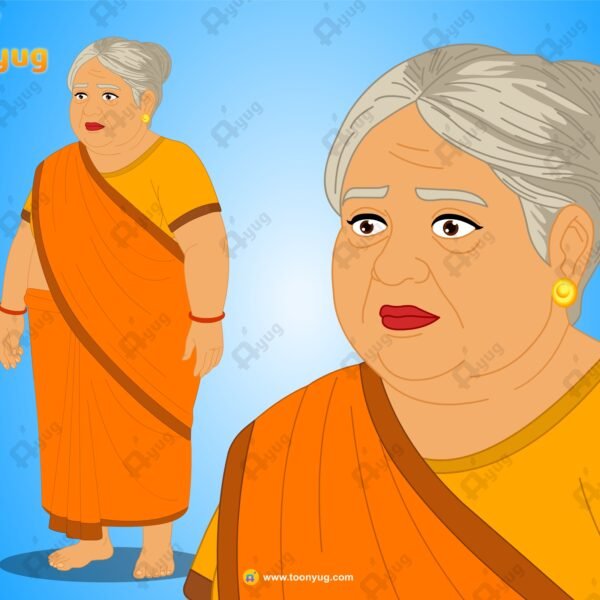 Middle Old Woman Rigged and Animated Character - Royal Period