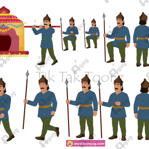 Indian Village King's Sipahi(Sainik) Soldier Animated Human Charcater
