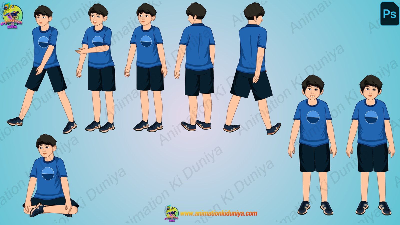 Boy_1_FN Indian Village Cute Boy Animated Human Character - Image 1