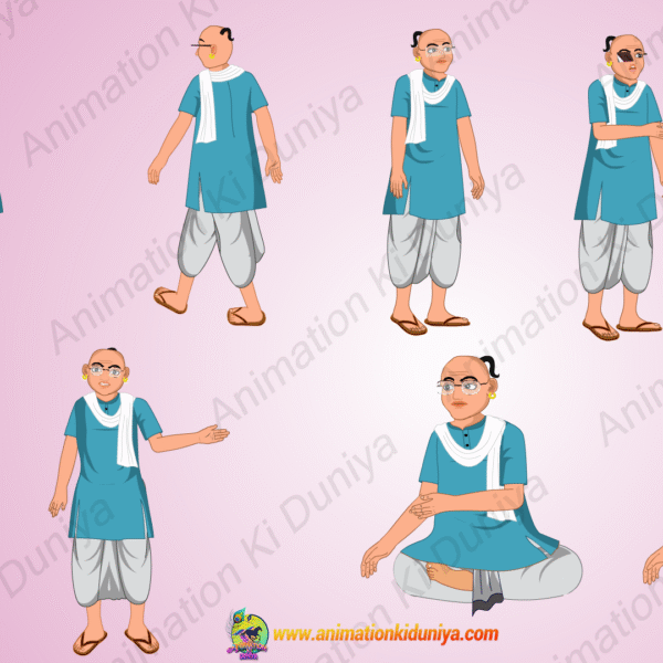 Indian Village Man (Teacher) Animated Human Character