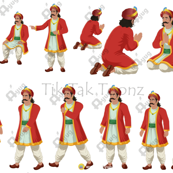 Indian Village New King's Mantri Animated Human Character