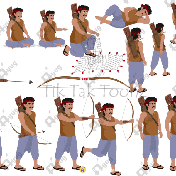 Indian Village Shikari (Hunter) Animated Human Character