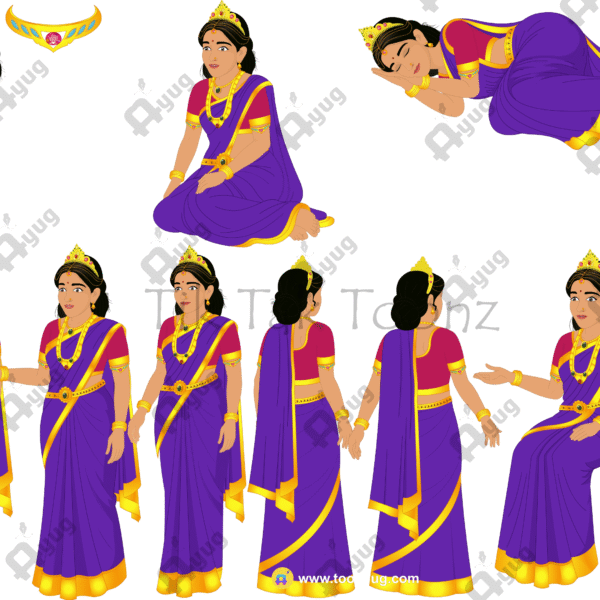 Indian Village Rajkumari Rani(Queen) Animated Human Chacracter